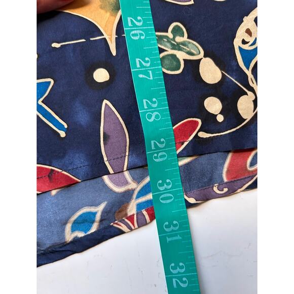 Burma Bibas Button Up Shirt Mens M Blue 100% Silk Geometric Collared Casual - Picture 8 of 9